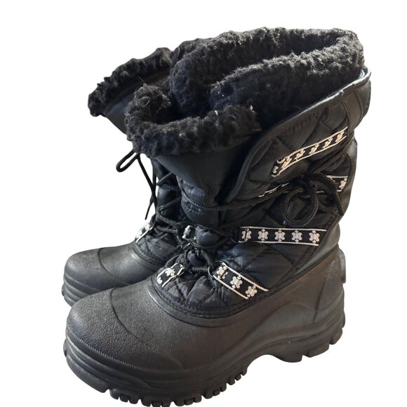 Ozark Trail Winter Snow Boots Black Quilted Design Faux Fur Lined Womens Size 8 - Picture 1 of 10